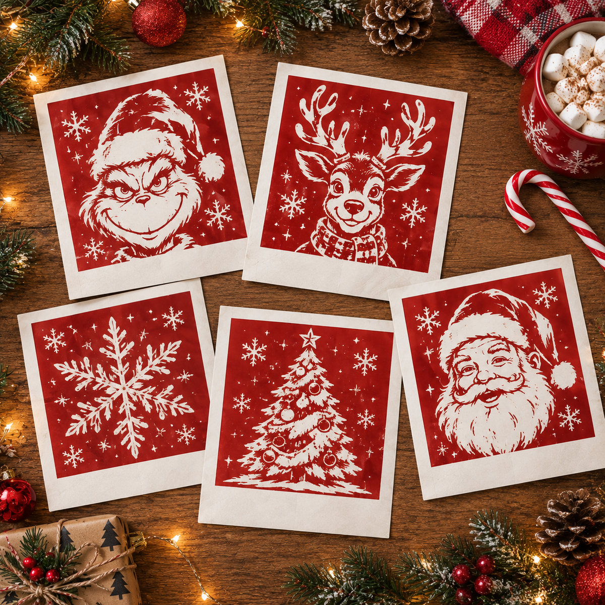 5 Christmas BrewGram Stencils